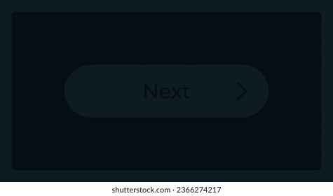 Inactive next step button UI element template. Editable isolated vector dashboard component. Flat user interface. Visual data presentation. Web design widget for mobile application with dark theme