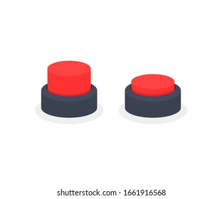 inactive and pressed red cartoon button. flat simple style modern graphic minimal logo design element isolated on white background. concept of help or emergency call and start or stop button