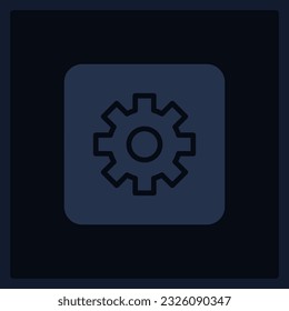 Inactive settings button UI element template. Editable isolated vector dashboard component. Flat user interface. Visual data presentation. Web design widget for mobile application with dark theme