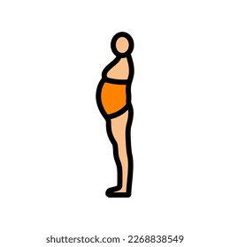 inactivity large stomach body type color icon vector. inactivity large stomach body type sign. isolated symbol illustration