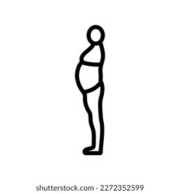 inactivity large stomach body type line icon vector. inactivity large stomach body type sign. isolated contour symbol black illustration