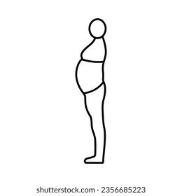 inactivity large stomach body type line icon vector. inactivity large stomach body type sign. isolated contour symbol black illustration