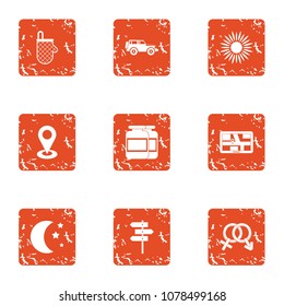 Inamorato icons set. Grunge set of 9 inamorato vector icons for web isolated on white background