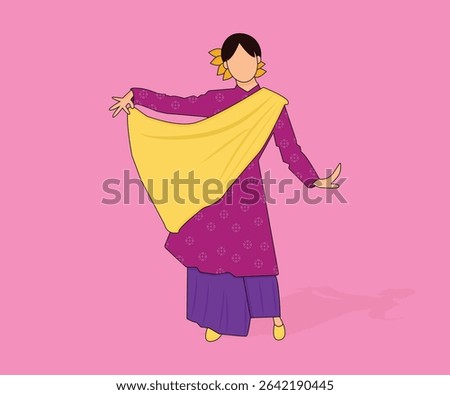 Inang Malay Dance or Tarian Inang Melayu Vector Illustration 