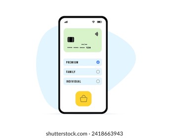In-App Purchases - Manage Subscriptions with IAP. Extra content or subscriptions bought within mobile app for enhanced user experience and revenue generation. In-App Purchases vector illustration