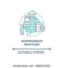 Inappropriate reactions concept icon. Hyperactive-impulsive sign abstract idea thin line illustration. Excessive laughter. Impulsive responses. Vector isolated outline color drawing. Editable stroke