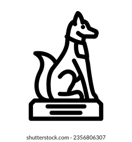 inari fox statue shintoism line icon vector. inari fox statue shintoism sign. isolated contour symbol black illustration