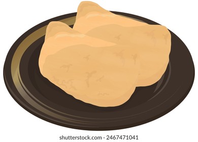 Inari sushi is sushi made by stuffing vinegared rice in fried tofu. Vector illustration.