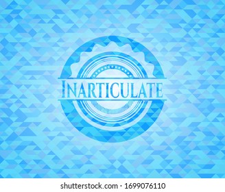 Inarticulate light blue emblem with mosaic background