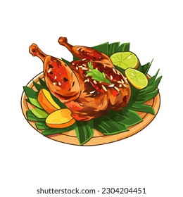 Inasal na manok or grilled chicken dish vector illustration, Filipino traditional food