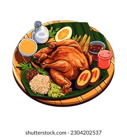 Inasal na manok vector illustration, or chicken inasal traditional food from philippines