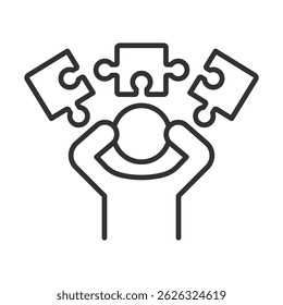 Desatenção, ícone no design de linha. Desatenção, distração, falta de foco, mentalidade ausente, negligência, vaguear a mente, concentração no vetor branco de fundo. Ícone de desatenção, traçado editável