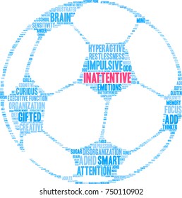 Inattentive ADHD word cloud on a white background. 