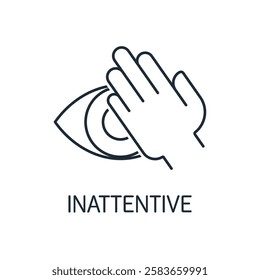 Inattentive. Vector linear icon illustration. isolated on white background.