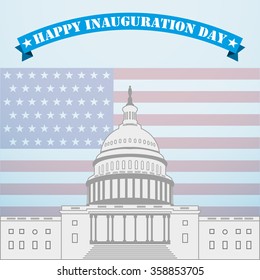 Inauguration Day . Capitol on the background of the American flag