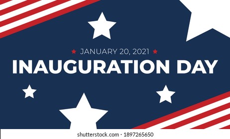 Día de la Inauguración - 20 de enero de 2021 Texto de la celebración del 46° presidente electo Joe Biden con estrellas patrióticas y rayas Diseño Vector Ilustración