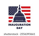 Inauguration day logo with Us Capitol on flag USA. Editable vector design for Presidential Inauguration Day, January 20, 2025