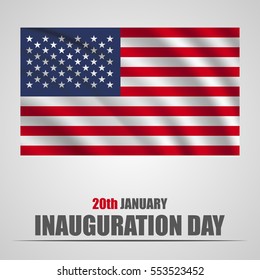 Inauguration Day with USA waving flag on a gray background