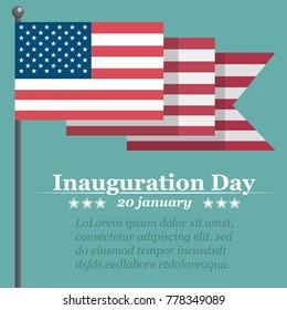 Inauguration Day with USA waving flag. Vector illustration