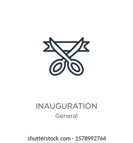 Inauguration icon. Thin linear inauguration outline icon isolated on white background from general collection. Line vector sign, symbol for web and mobile