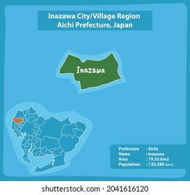 Inazawa City Village Region Aichi Prefecture Map, Japan
