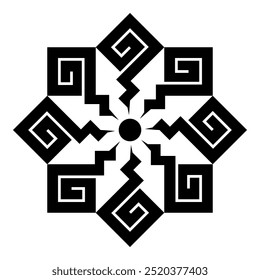 "Inazuma Guruma (Lightning Wheel)" (em inglês). Um ícone vetorial ilustração de uma crista da família japonesa derivada do motivo do trovão.