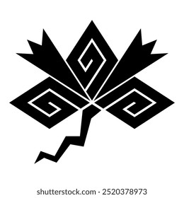 Inazuma Tsuru (Lightning Crane). A vector icon illustration of a Japanese family crest derived from the thunder motif.