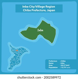 Inba City Village Region Chiba Prefecture Map, Japan