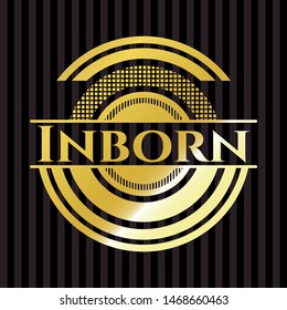 Inborn gold emblem or badge. Vector Illustration. Detailed.