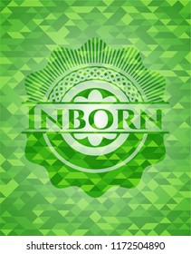 Inborn green emblem with mosaic background