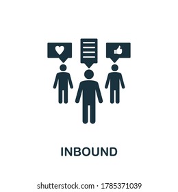 Inbound icon. Creative element sign from community management collection. Monochrome Inbound icon for templates, infographics and more.