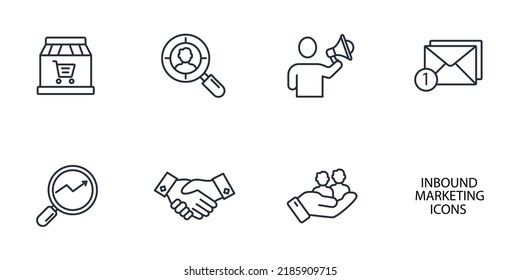 Inbound Marketing icons set . Inbound Marketing pack symbol vector elements for infographic web
