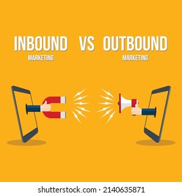 Inbound Marketing Outbound Marketing Banner Magnet Stock Vector ...