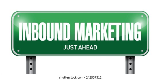 inbound marketing street sign illustration design over a white background