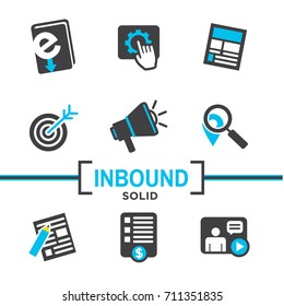 Inbound Marketing Vector Icons With Growth, Roi, Call To Action, Seo, Lead Conversion, Social Media, Attract, Brand Engagement, Promoters, Campaign, Smm