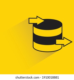 inbound and outbound database drop shadow on yellow background