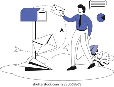 Inbox attachments, Flat vector illustration