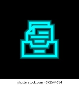 Inbox blue glowing neon ui ux icon. Glowing sign logo vector