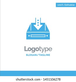 Inbox, Box, Cabinet, Document, Empty, Project,  Blue Solid Logo Template. Place for Tagline