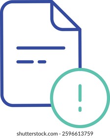 Inbox document outline dual color vector illustration icon design