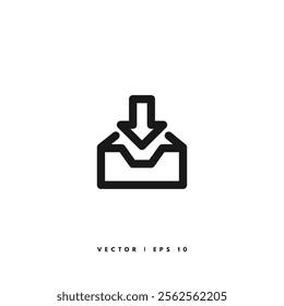Inbox Download Icon. Editable Stroke