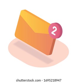 inbox email notifications isometric icon with modern flat style color