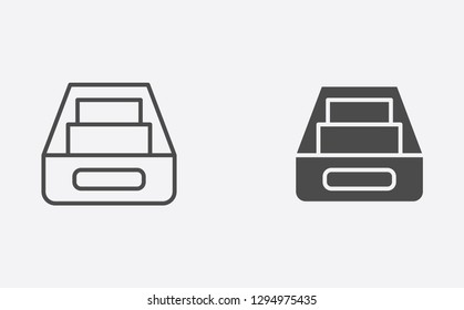 Inbox filled and outline vector icon sign symbol