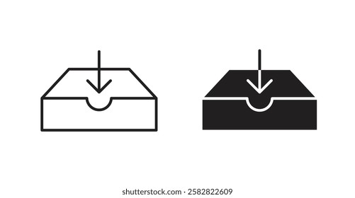 Inbox filled and outlined icons vectors on white background