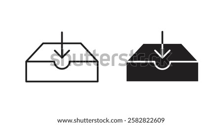 Inbox filled and outlined icons vectors on white background