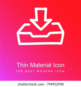 Inbox hand drawn tray with arrow red and pink gradient material white icon minimal design