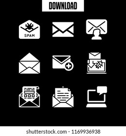 inbox icon. 9 inbox vector set. spam, new email, email on computer and email icons for web and design about inbox theme