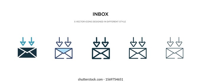 inbox icon in different style vector illustration. two colored and black inbox vector icons designed in filled, outline, line and stroke style can be used for web, mobile, ui