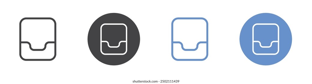 Inbox icon Flat simple outline set