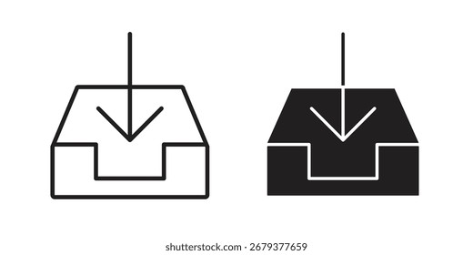 Inbox icon flat and stroke style pack on white background. Vector illustrations
